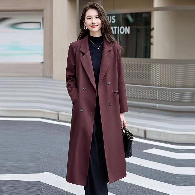 Windbreaker Coat for Women Spring and Autumn New Korean Style Loose Casual Mid-length Over-the-knee Coat