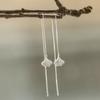 Ginkgo Blad Dangle Oorbellen Elegante Lange Druppel Zilver Draad Minimalistisch Dames Oorbellen