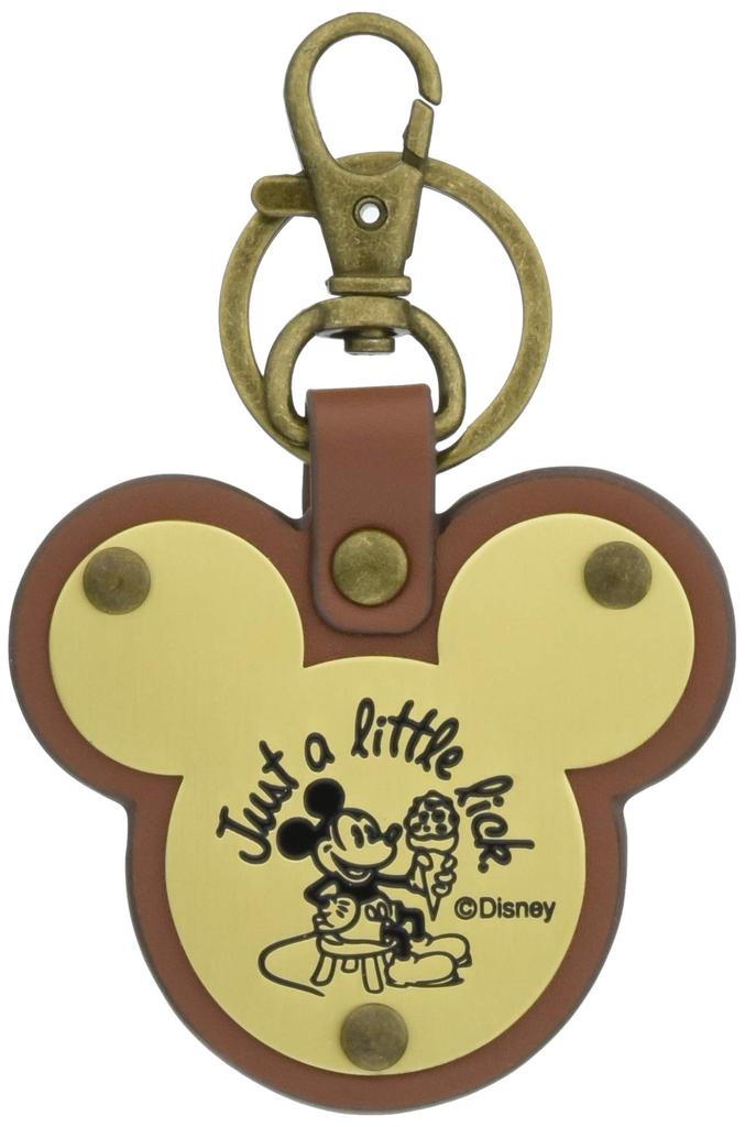 Napolex Keychain Metal Plate Genuine Leather Engraved English Print Mickey Shape Car Accessories Car Supplies Disney Mickey Mouse WD-334