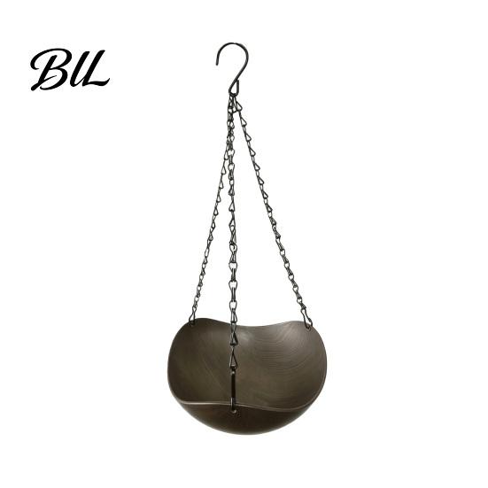 Bird Feeder And Water Bowl Hanging Bath Imitation Wood Grain Plastic with Metal Chains Rustic Outdoor for Multiple Birds Garden Backyard Decor Hook чёрный
