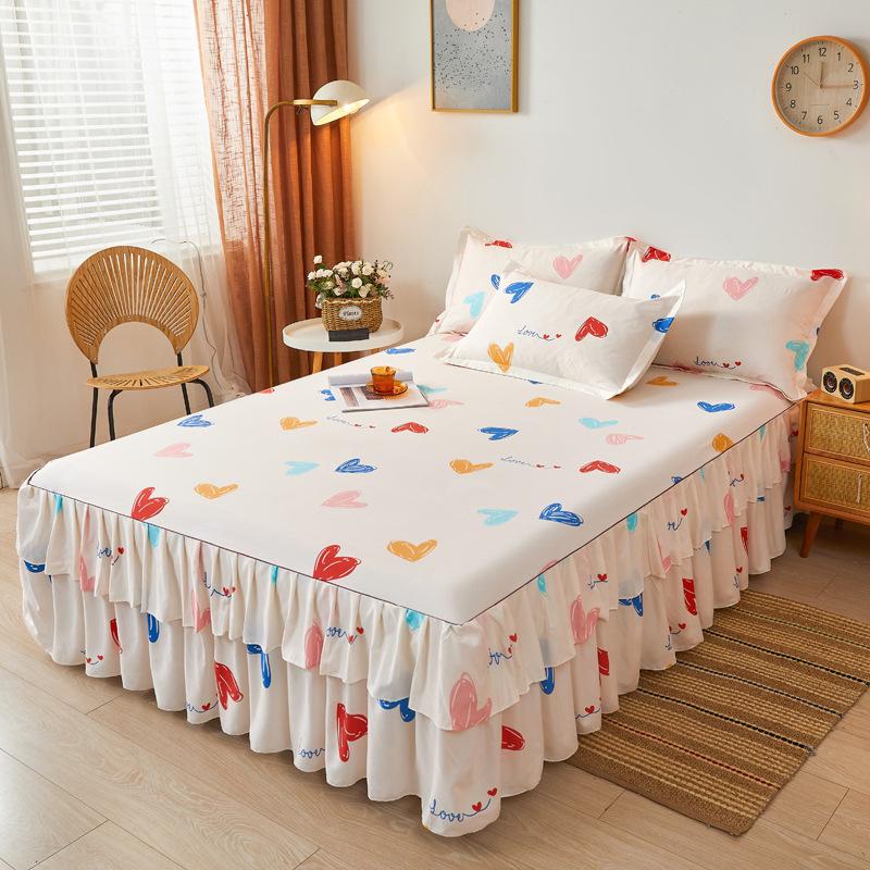 Comfortable, Relaxing, Breathable, Skin-friendly Three-piece Set: One Bed Skirt + Two Pillowcases (without Pillow Core)