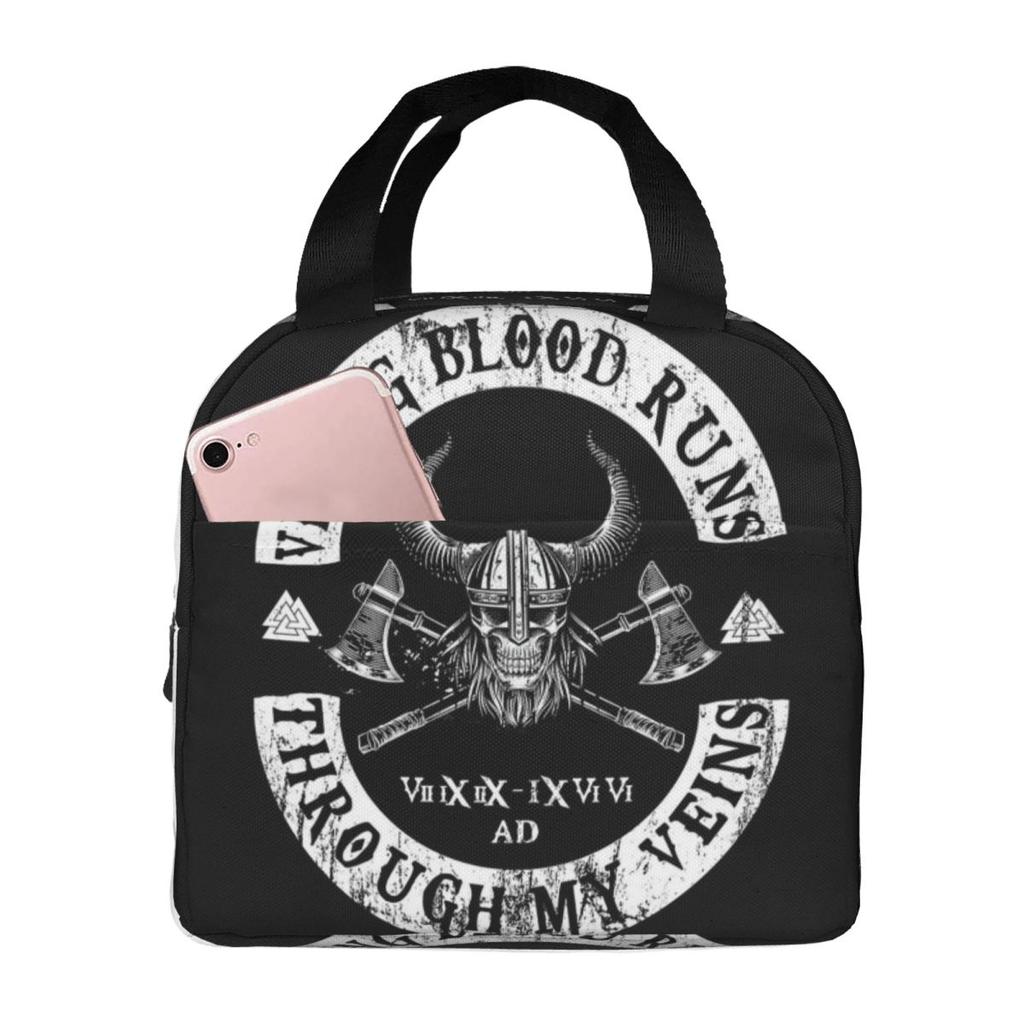 Viking Blood Runs Through My Veins Insulated Lunch Bag for Kids School Cooler Thermal Food Box Tote Lunch Boxes Container