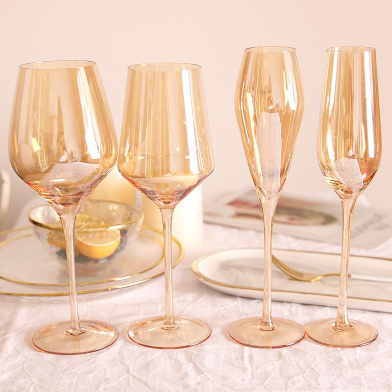 Amber Red Wine Glass Artwork Ultra-Thin Crystal Burgundy Bordeaux Goblet Big Belly Tasting Cup Wedding Party Champagne Flute Cup