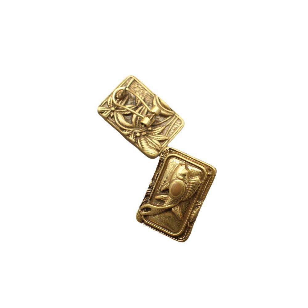 

Italian Retro Goldfish Stone Amulet Earrings Set Earrings