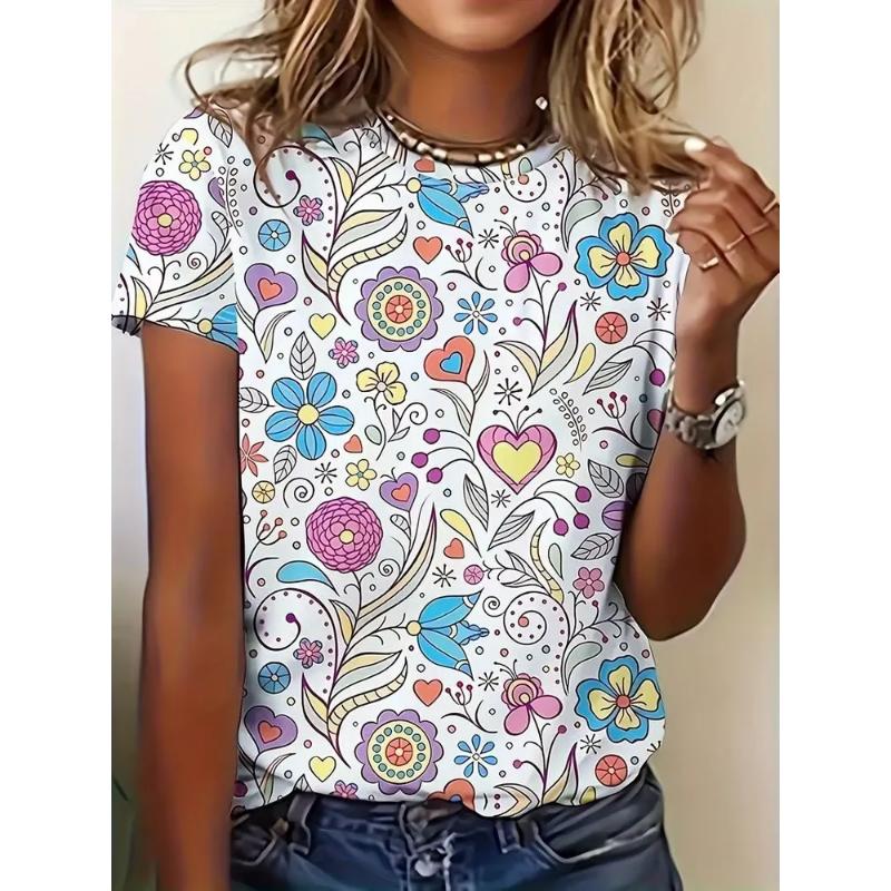 Fashion Men's Crew Neck Short Sleeve 3D Casual Color Printing Casual Short Sleeve Crew Neck T-Shirt