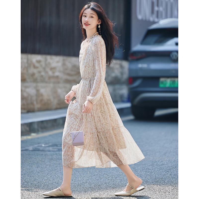 Demana Lightweight Floral Chiffon Puff Sleeve Dress