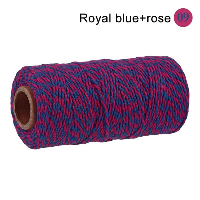 100M/Roll Cotton Bakers Twine String Cord Rope Two-color Craft Twine Home Textile Gift Packaging Christmas Wedding Decor