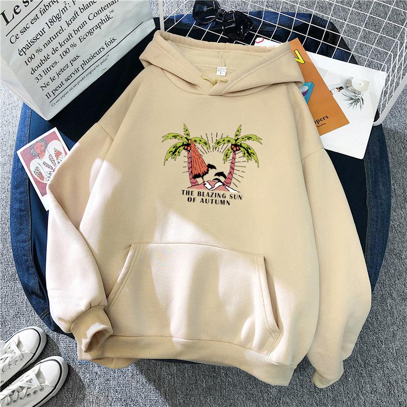 Women's Black Hooded Hoodie for Autumn Winter Plush Oversized Pattern Print Long Sleeve Pullover Sweatshirt