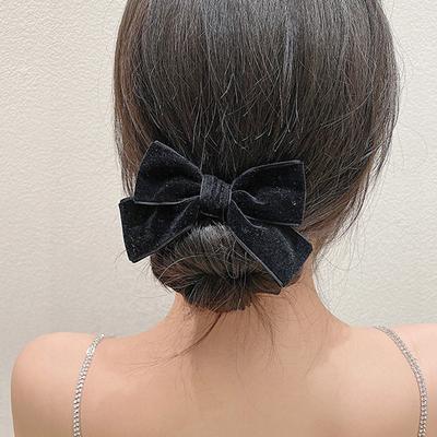 1Pcs Fashion Velvet Bow Hair Scrunchies For Women Girls High Ponytail Bun Hair Accessories