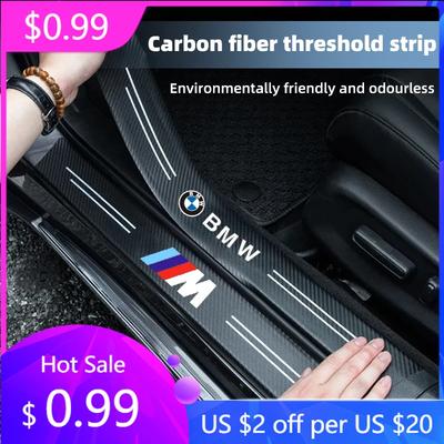 2025 Hot Carbon Fiber Car Door Sill Protector Stickers For M E46 E90 E60 F30 E39 F10 F20 E87 E36 F20 F30 1 2 3 5 7 Series X1