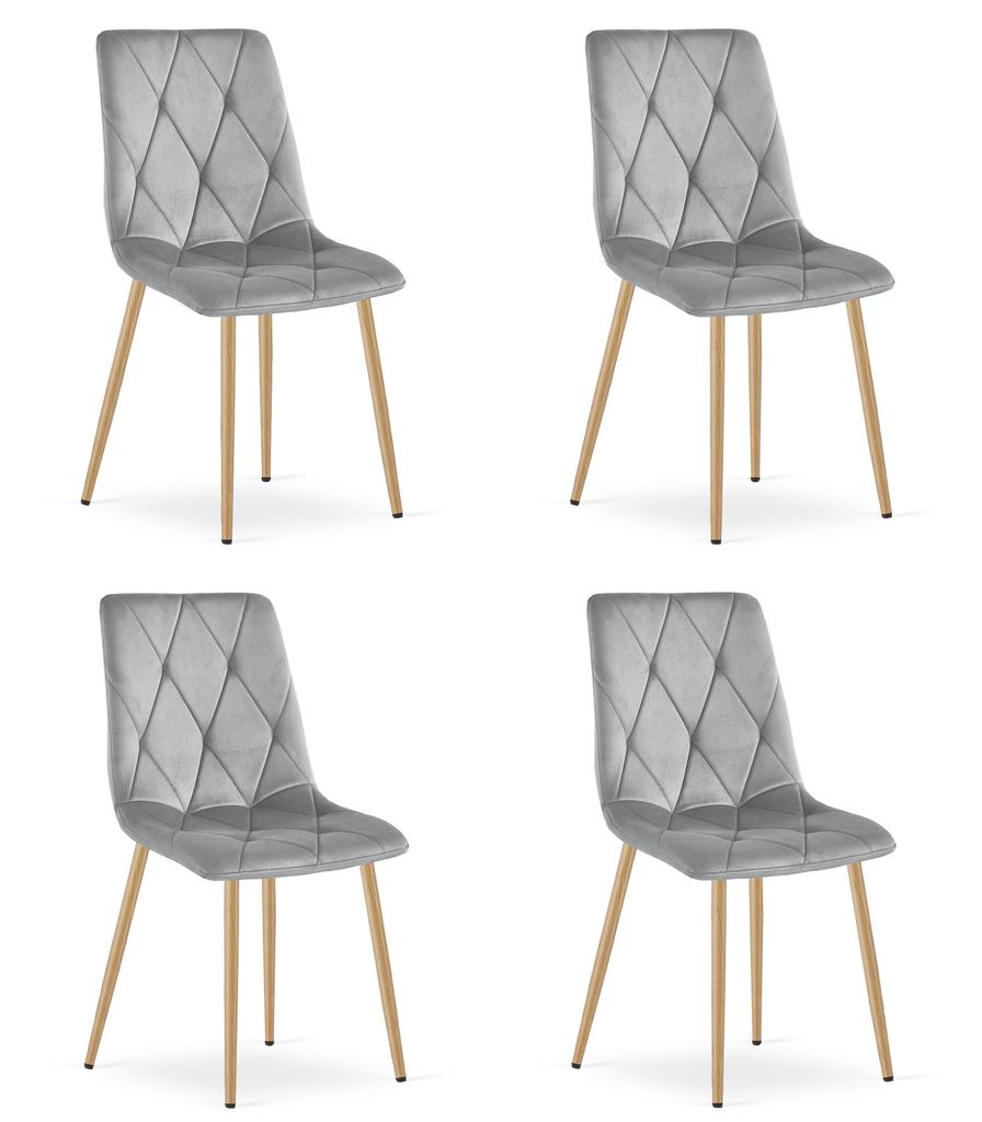 Libra Chair - Light Gray Velvet / Wood Color Legs X 4
