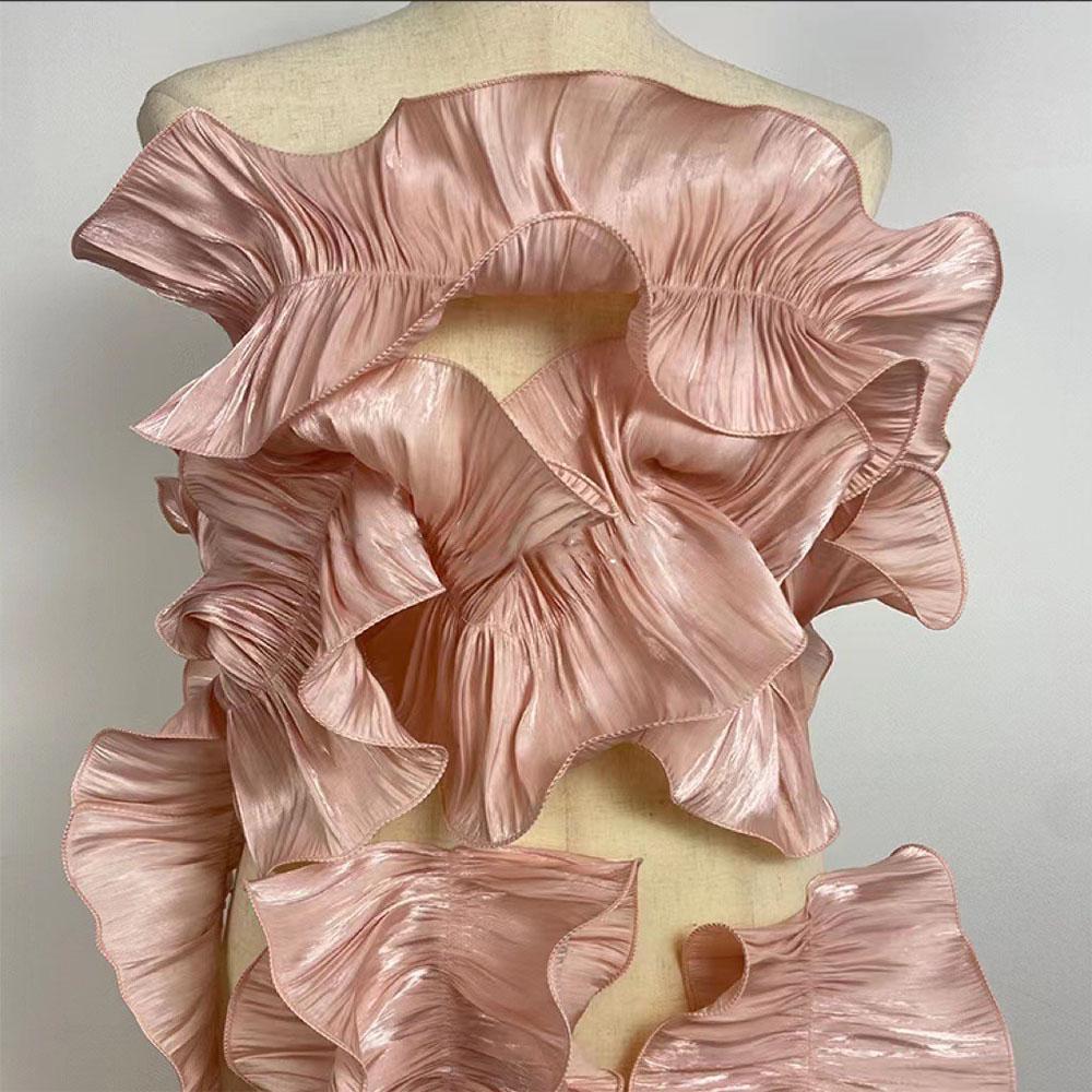 

1Yard Ruffle Shiny Satin Pleat Lace Trims Fabric For DIY Sewing Girl Dress Bouquet Ribbon Curtain Edge Hem Home Party Upholstery XXS