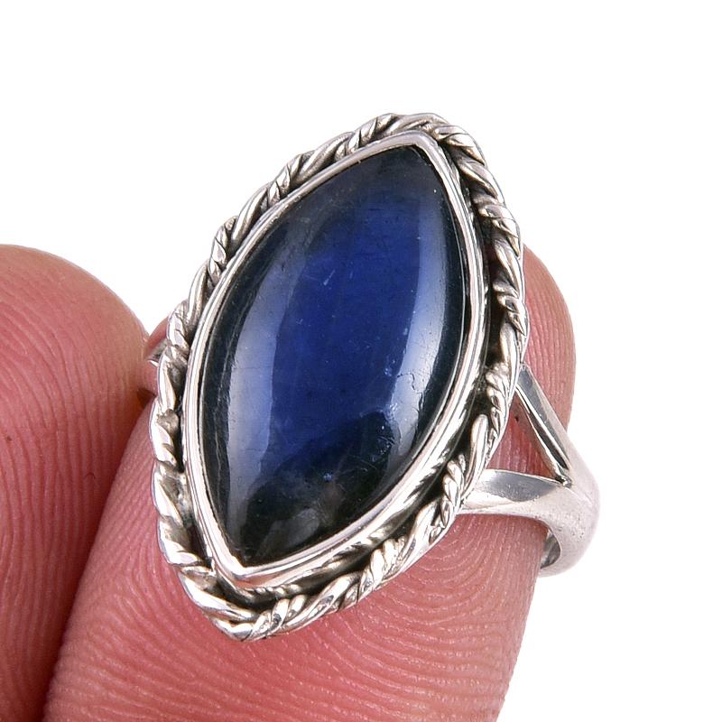 

Natural Labradorite Gemstone 925 Solid Sterling Silver Jewelry Ring S.6.5 W7M51