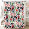 Botanical Bird Shower Curtain Tropical Nature Pattern Bathroom Decor Farmhouse Style Home Accent Tropical Leaves Floral Design M