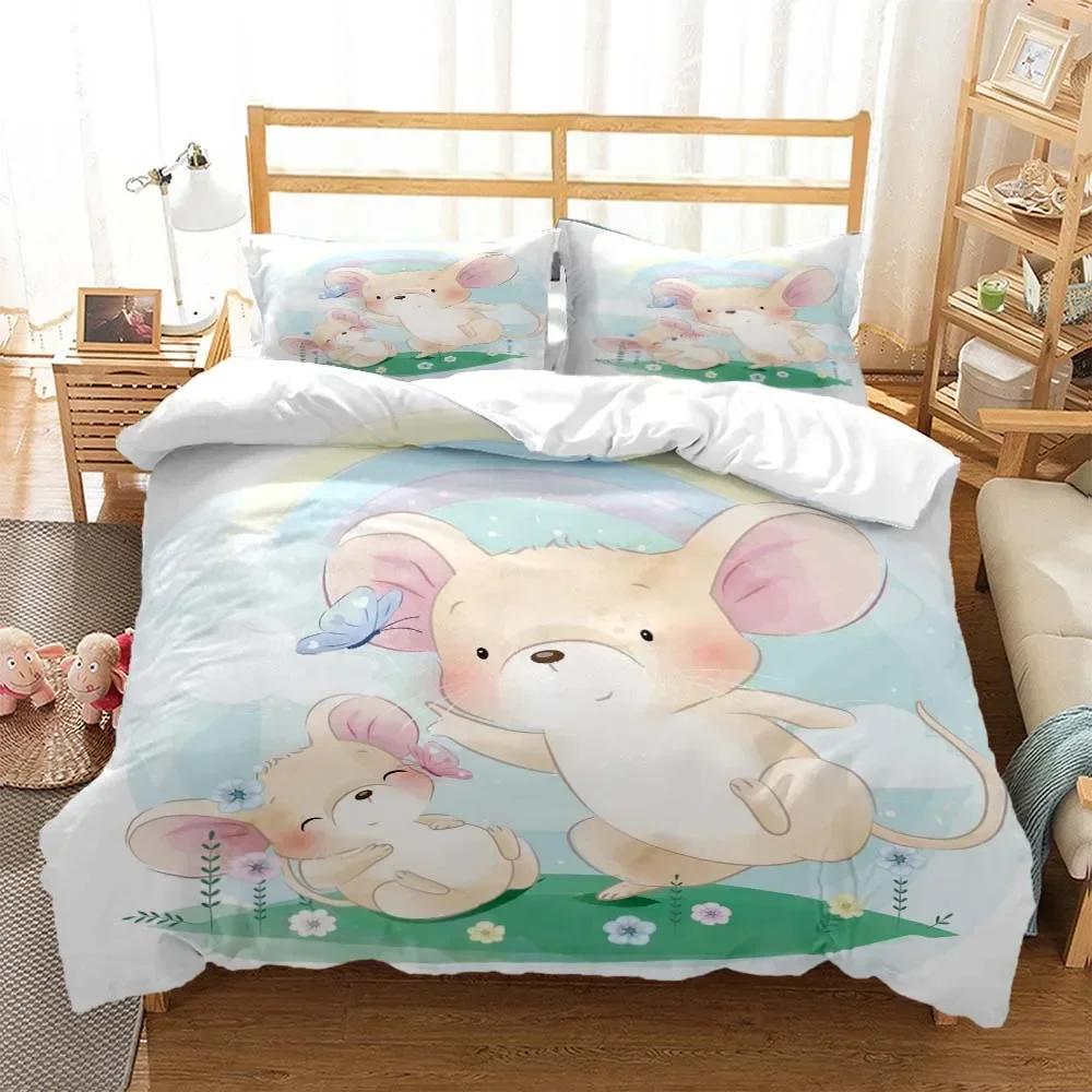 

Cute cartoon mouse Comfortable Duvet Quilt Cover Pillowcase Bedding Set Children Bedroom Decoration Home Textile 70x133cm