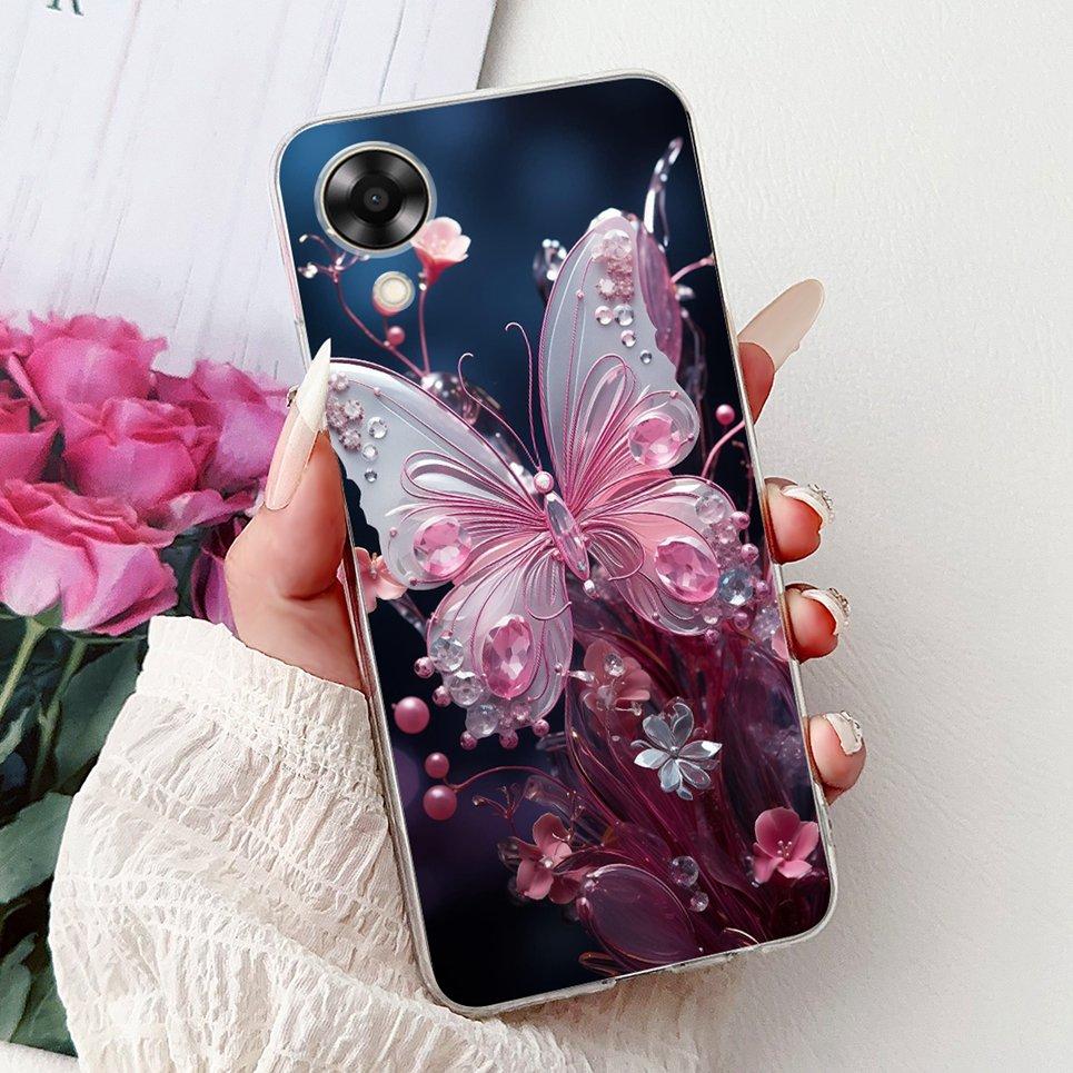 Case For Oppo A17k A17 4G Back Cover Oppo CPH2471 CPH2477 Colorful Butterfly Flower Painting Phone Cases Transparent Soft TPU