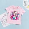 Frozen Elsa T-Shirt Cartoon Anime Figure Print Little Girls Children Aged 3-8 Fashion Sweet Tops Summer Clothes Kids Gift