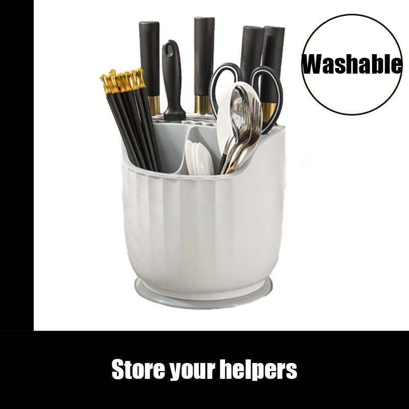 

1 шт. Многофункциональная коробка для хранения палочек для еды, бытовая подставка, кухонная вращающаяся подставка для ножей, полка для хранения белый