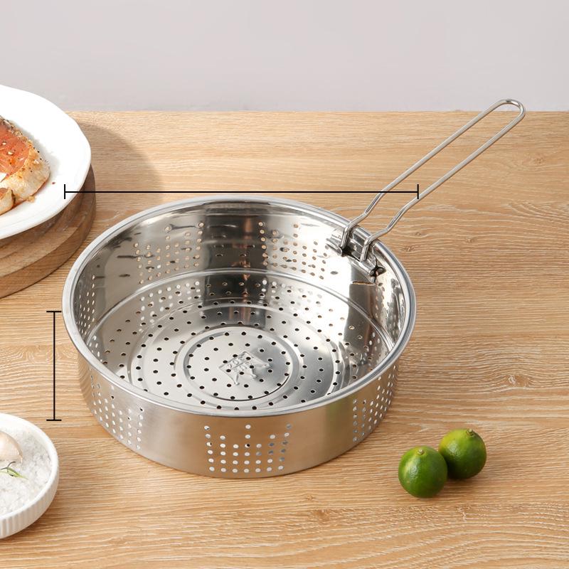 Universal 304 Stainless Steel Steamer Basket with Small and Large Holes, Non-Magnetic, Thickened for Household Rice Cookers.