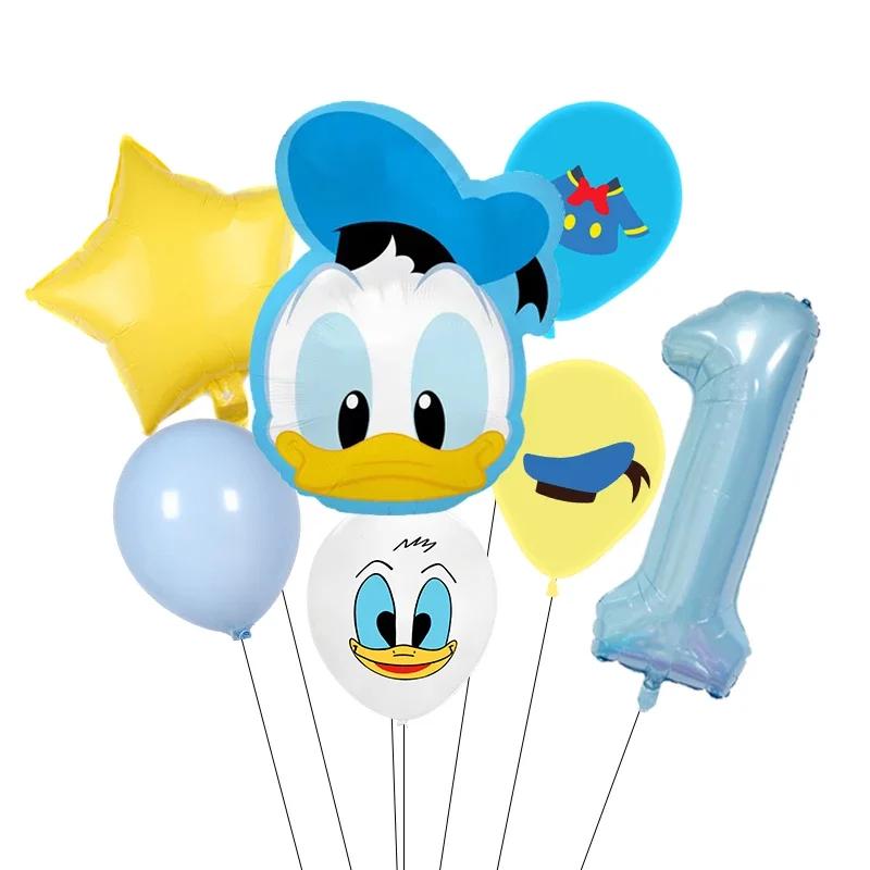 Cartoon Donald Number Duck Daisy Aluminum Film Balloon Set Spherical DIY Birthday Arrangement Party Decoration Balloons Kawaii