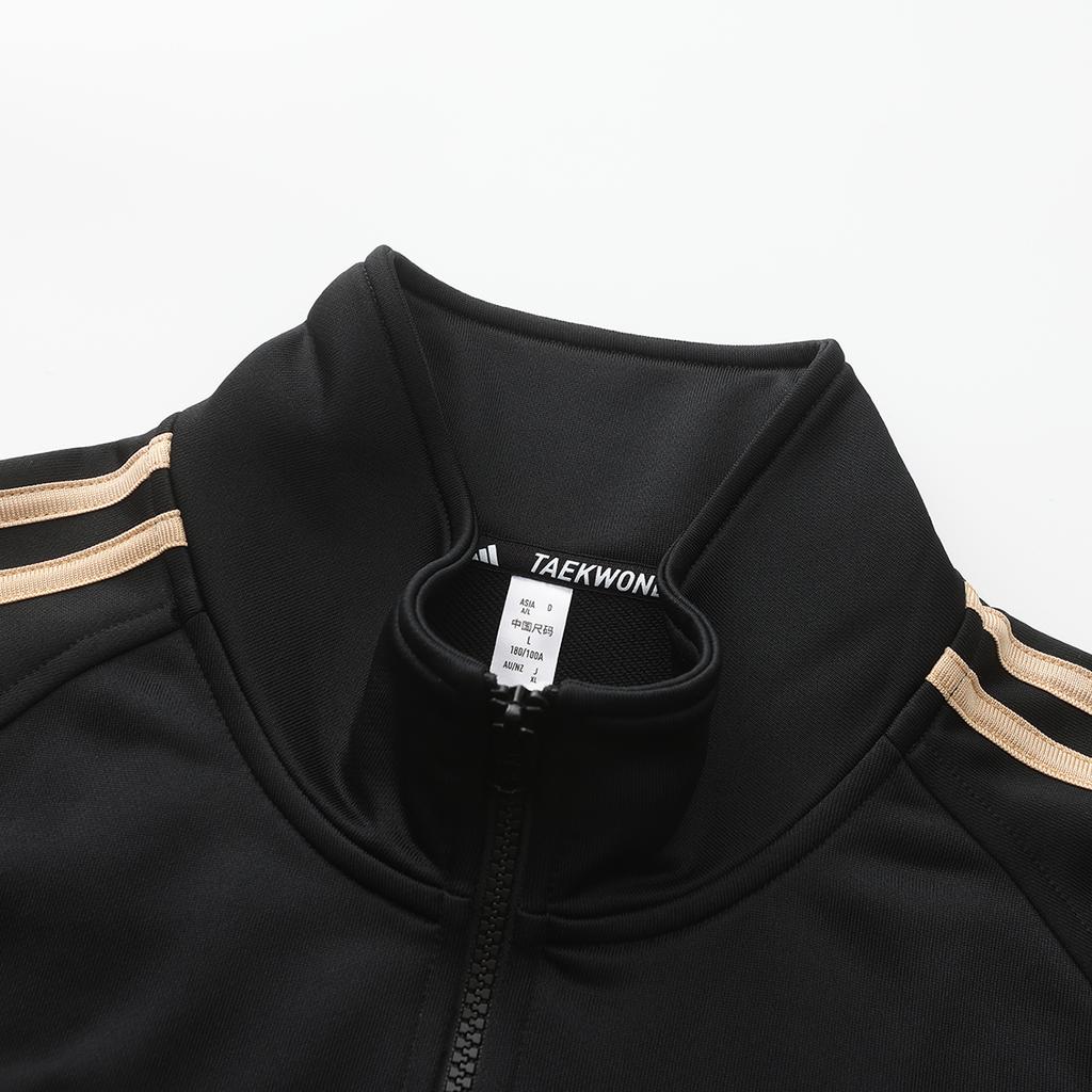 Adidas Retro Sports Stand Collar Zipper Long Sleeve Jacket Unisex Jacket Black Gold TR30JT-BG