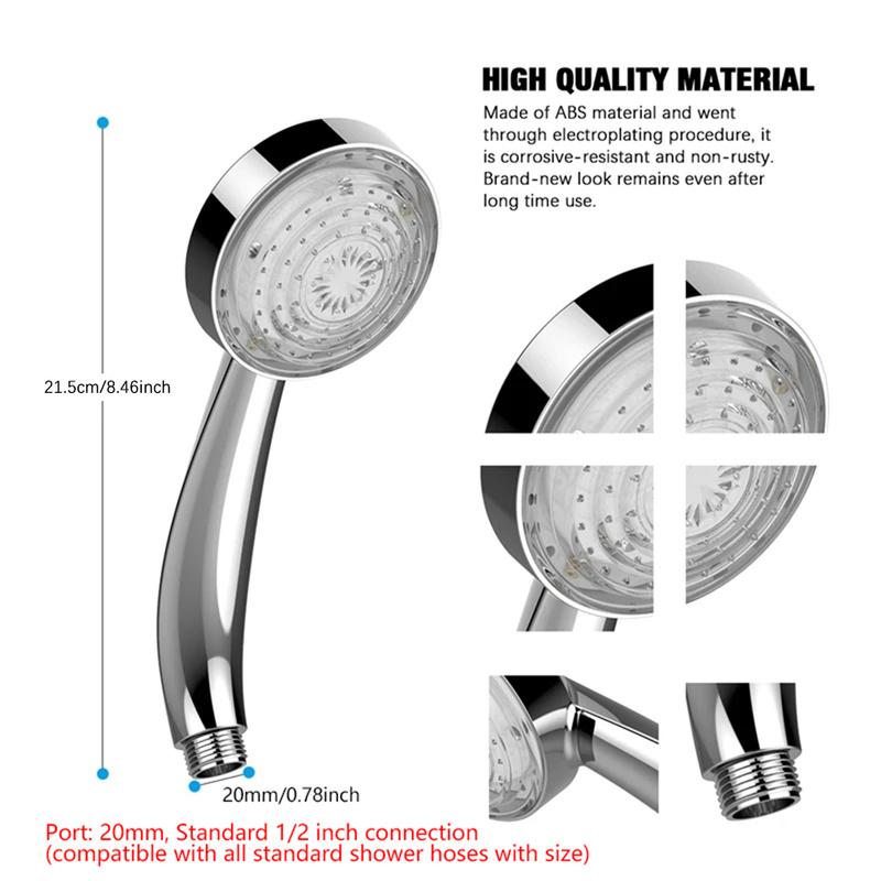 Rainbow LED Shower Head 7 Color Light Up Water Power Bathroom Handheld Sprayer