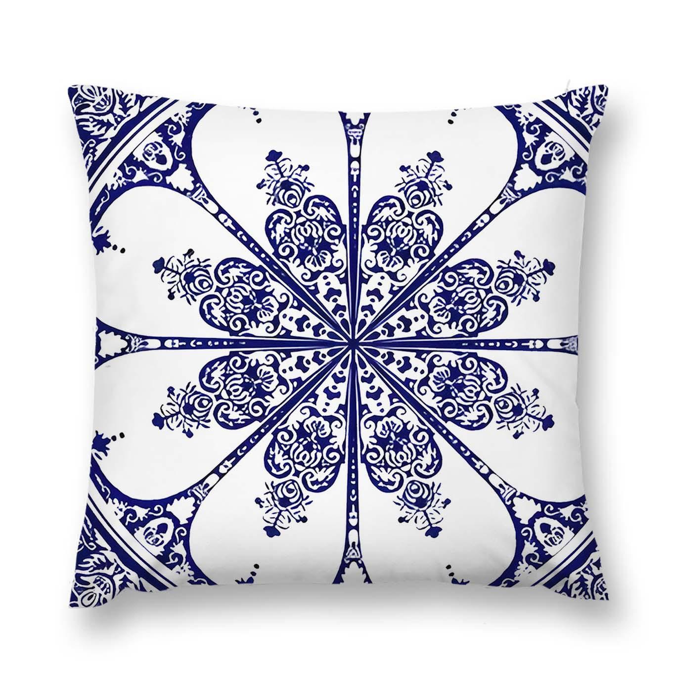 

Blue and White Porcelain Series throw pillow covers with digital printing of short plush fabric Car-shaped sofa cushion 35x35CM(13in)