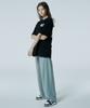 WAIKEI Checkerboard Elastic Waist Long Pants Beige Sky Blue