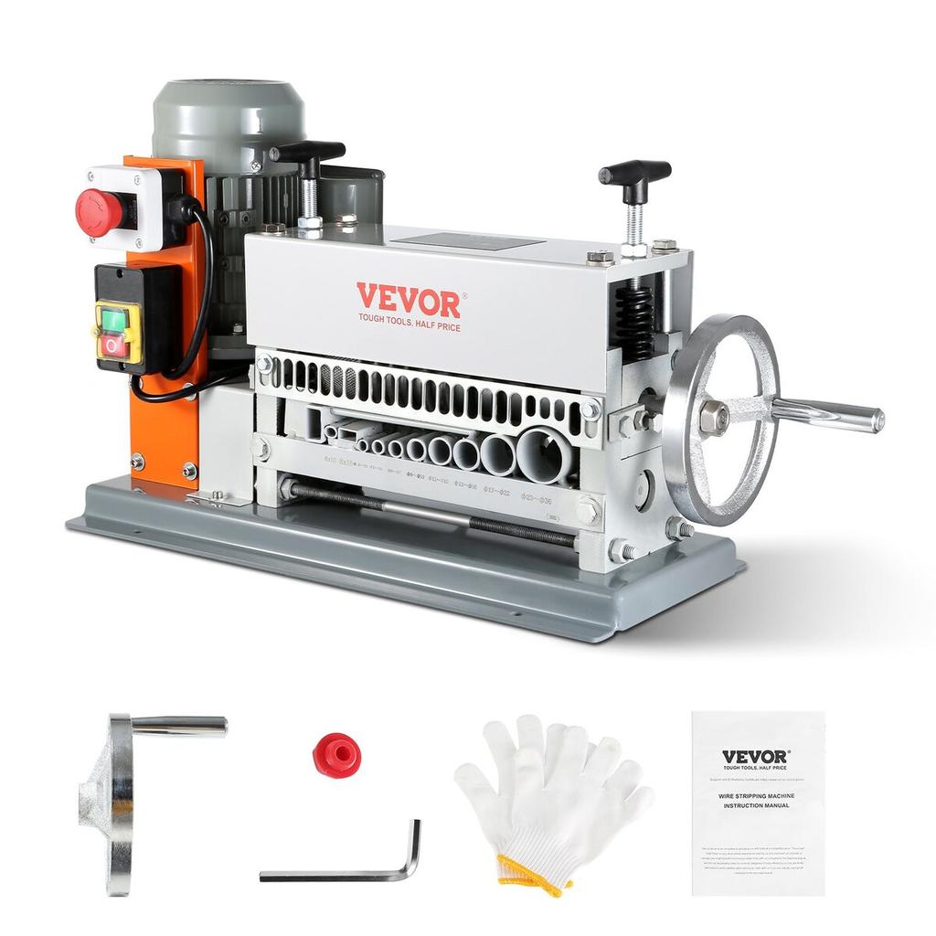 Automatic Wire Stripping Machine, 0.06''-1.42'' Electric Motorized Cable Stripper, 370 W, 88 Ft/min Wire Peeler with An Extra Manual Crank, 11