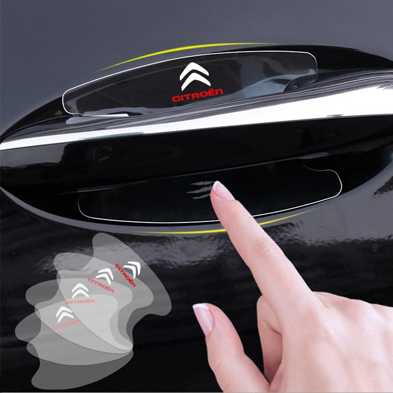 4PCS Car Door Handle Bowl Scratch Protector Carbon Fiber Stickers For Citroen C1 C2 C3 C4 C5 C6 C8 C4L DS3 DS4 DS5 DS5LS DS6 PU8