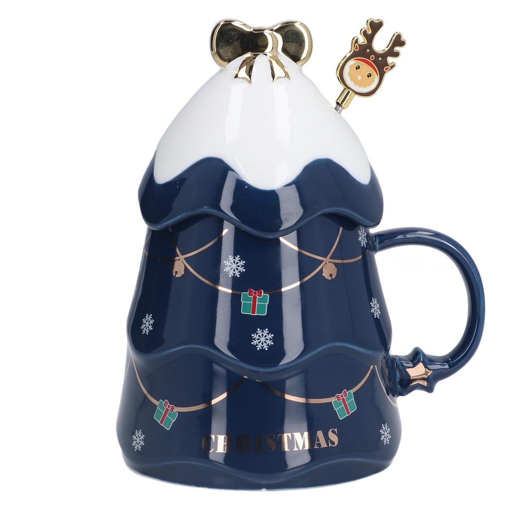 500ml Large Capacity Christmas Cup Ceramic Tea Milk Cup Coffee Mug with Lid Spoon for Home Holiday Gifts Ceramic Cup Coffee Cup
