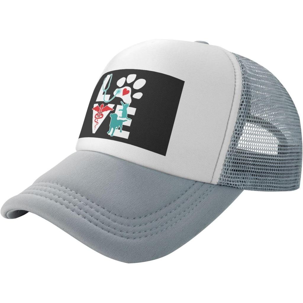 Veterinarian Love Graphic Trucker Hat Mesh Baseball Snapback Cap Unisex Outdoor Adjustable