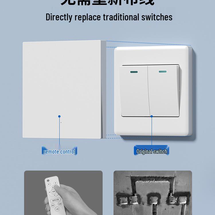 Wireless Smart Remote Light Control Switch, Stick-On, No Wiring, 220V, Two-Way for Bedroom