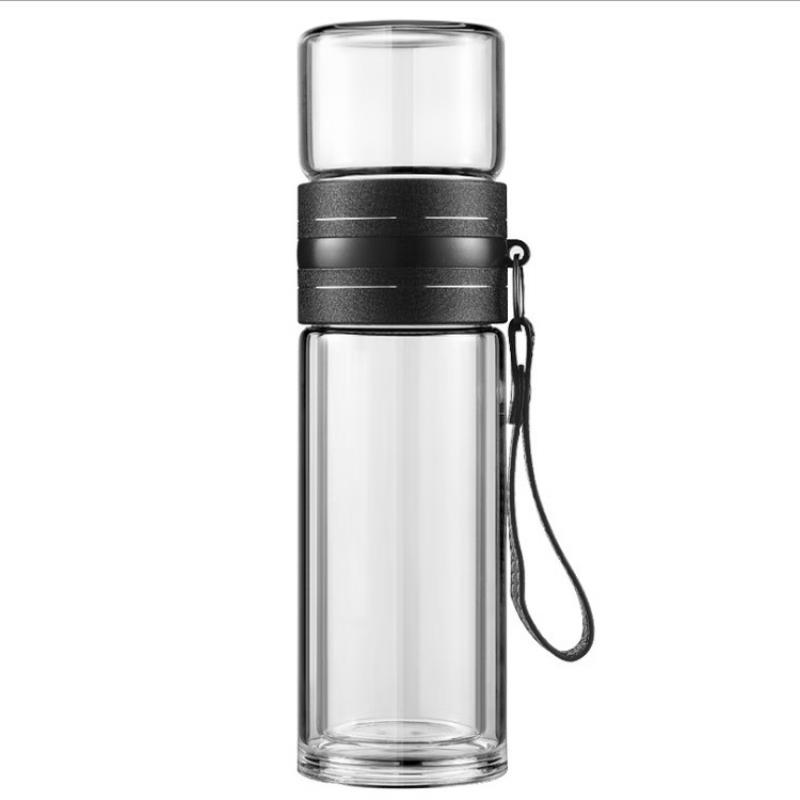 Yisijia 400ml Double-Layer Borosilicate Glass Tea Infuser Bottle