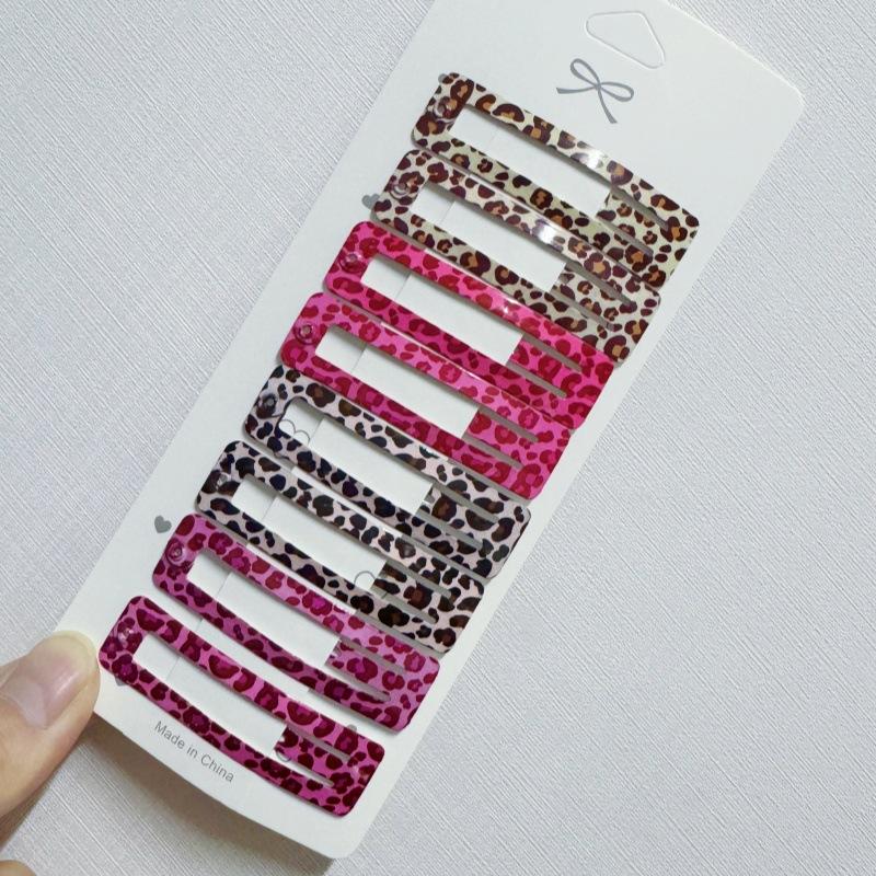 8Pcs/set Leopard Print Hair Clips for Women Girls Vintage Geometric Star BB Clips Bangs Hairpins Barrettes Hair Accessories Set