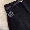 Women's High-Waisted A-Line Woolen Shorts, Autumn/Winter 2025 - Slim Fit, Versatile, Wide-Leg Design with 1 Pocket