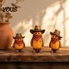 Creative Desktop Ornaments 3PCS Western Cowboy Pumpkin Figurine, Retro Man Statues with Hat, Unique Autumn Seasonal Crafts Fall Thanksgiving