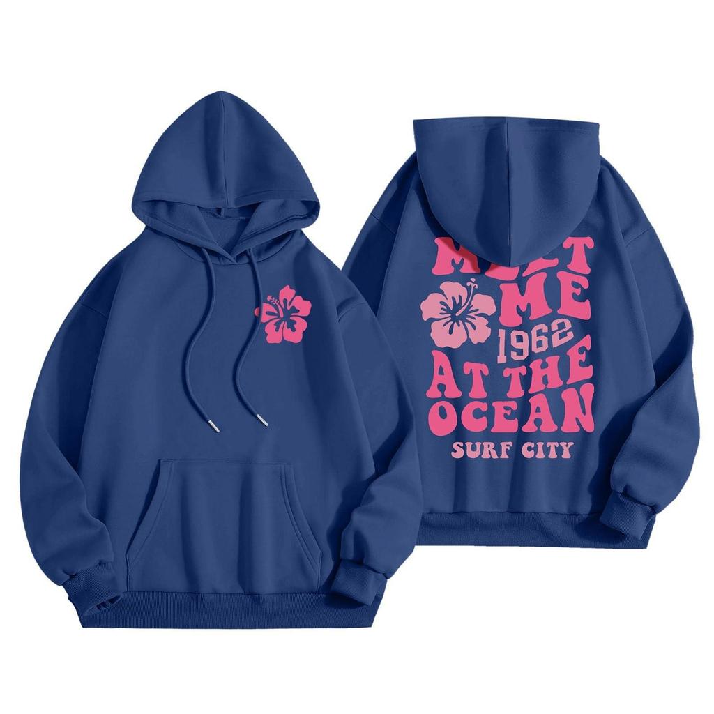 Women's Letter Print Drop Shoulder Hoodie Sweatshirt XS-5XL