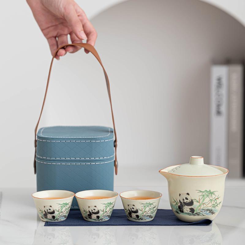 Travel Tea Set Mengqu Panda Portable Portable Express Cup Outdoor Camping Travel Teapot Teacup