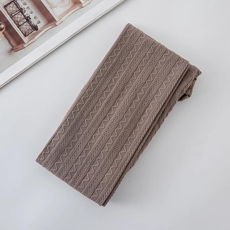 Grey See-through Cable Knit Leggings for Women - Spring & Autumn Thin Style Pantyhose That Stay Up