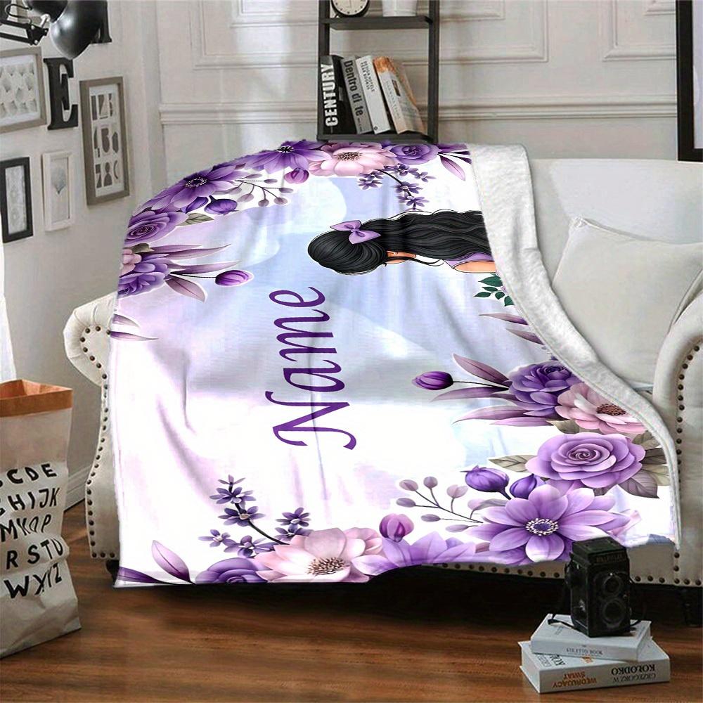 Floral Home Customize Your Name Blankets Soft Lightweight Allseason Multipurpose Blanket For Picnics Couches Offices Beds Living Rooms Perfect Gift