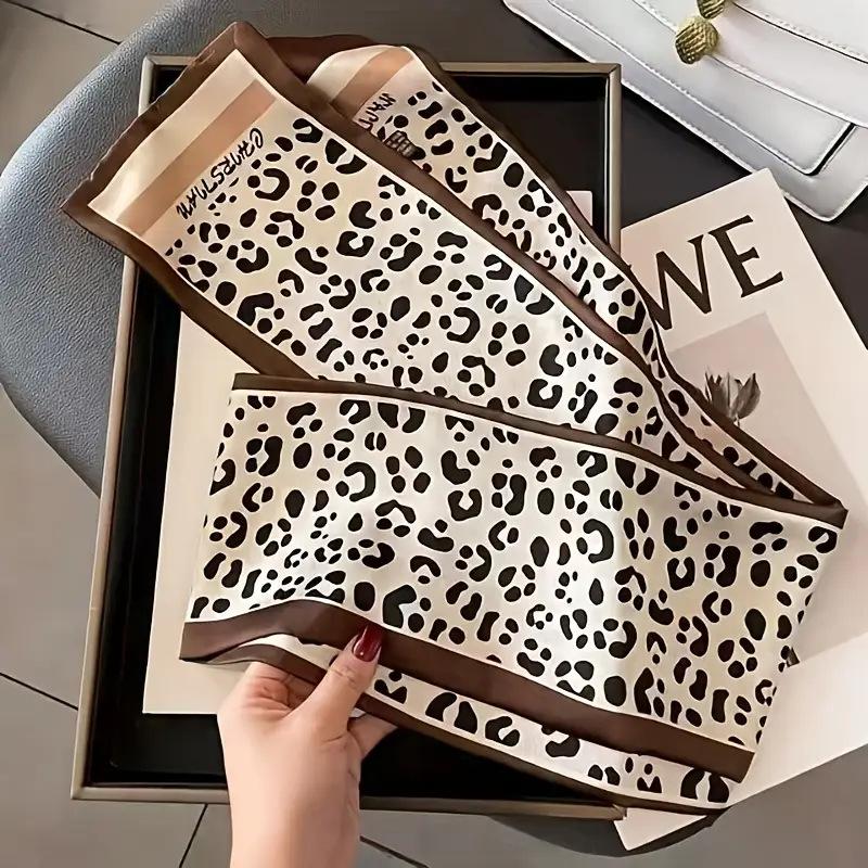 Fresh Polka Dot Print Silk Scarf Women'S Chiffon Satin Double Layer Neck Scarf Bag Handle Bow Tie Hair Band Fashion Accessory