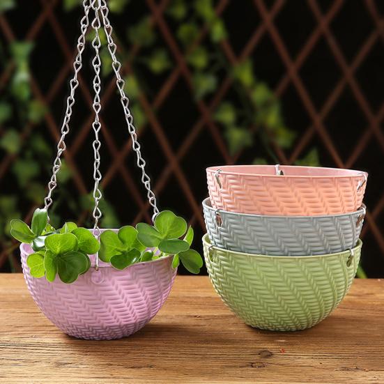 1 Set Flowerpot Eco-friendly Eye-catching Plastic Hanging Basket Flowerpot for Dorm