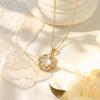 Korean Titanium Steel Necklace with Rotatable Windmill Pendant & Zirconia Pearl Clavicle Chain for Women