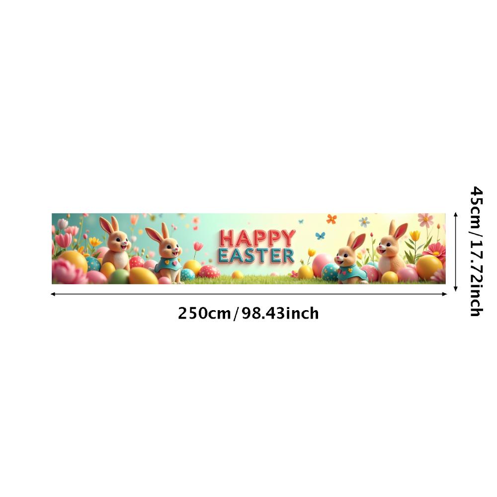 Happy Easter Backdrop Banner Easter Egg Bunnies Photography Prop Decorations Garden Party Supplies Background Spring Decor