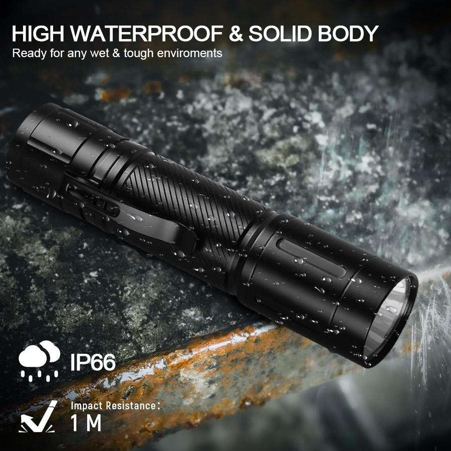 High Power LED Flashlights with Pen Clip Portable Tactical Torch Aluminum Alloys Waterproof Lantern for Outdoor Home Use 21700