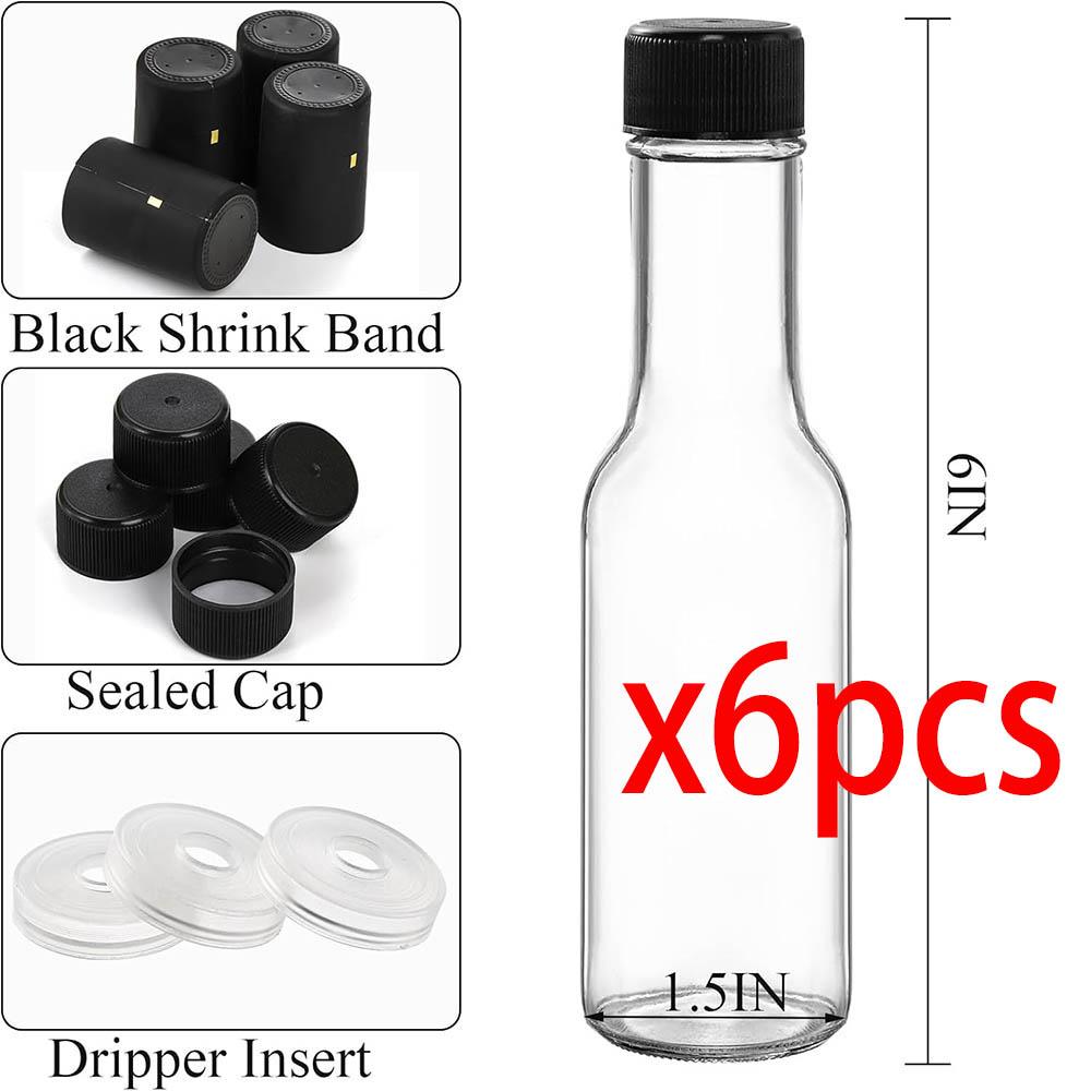 Small Glass Bottle,3oz Glass Woozy Bottle,Empty Mini Hot Sauce Bottles,Clear Liquor Wine Bottles with Shrink Capsule,Black Caps