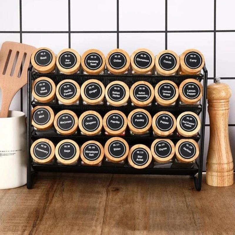 Under Cabinet Spice Rack,4 Tier Wall Mounted Seasoning Organizer, Drill Hole Kitchen Storage Shelf for Spice Jars,Bottles,Rack
