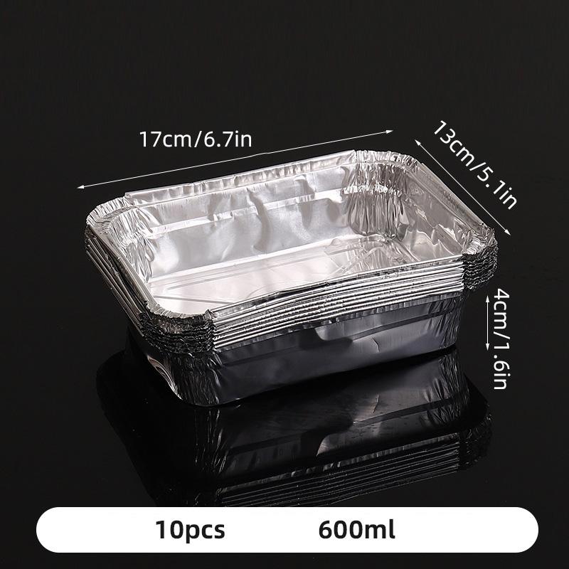 10pcs Rectangular Tin Foil Tray AirFryer Disposable Food Containers Bowls BBQ Take Away Cake Boxes Aluminum Packaging Box
