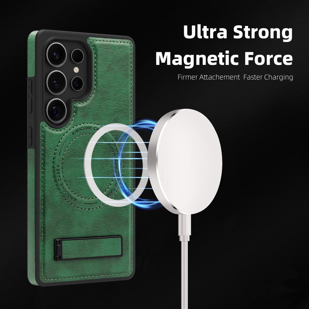 Samsung S25FE Leder Magnetische Hülle - Vollständiger Schutz Stoßfest mit Ständer für S24Ultra/S23.